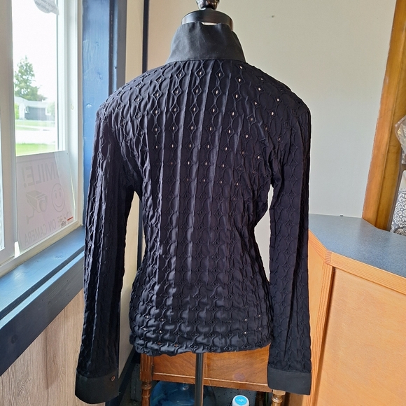 Naracamicie Black Stretch Eyelet Blouse, SIze Large12/14 - Picture 7 of 13